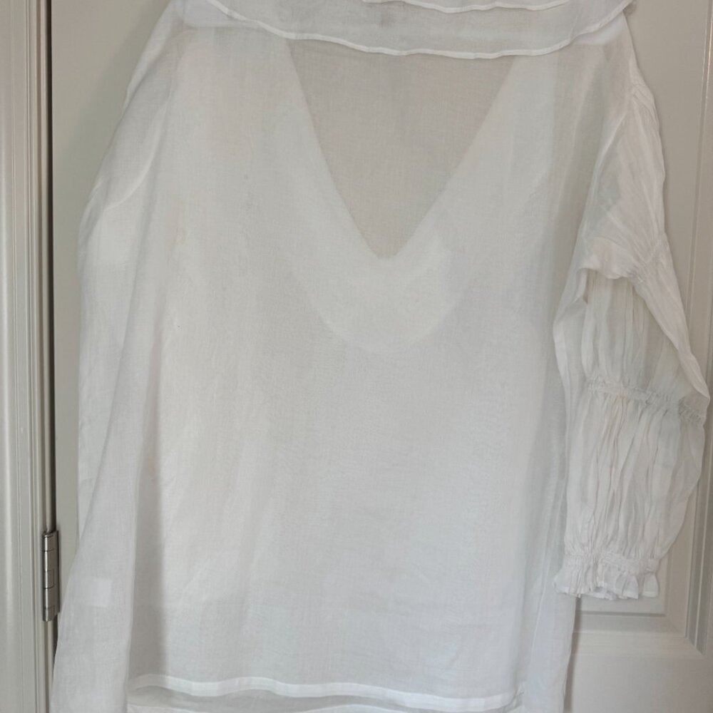 Caroline Benoit Cotton Voile White Blouse size XL - Picture 6 of 6